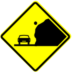 Avertissement pour chutes de pierres.